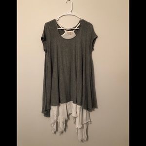 Altar’d State Gray tunic - handkerchief hem Slip